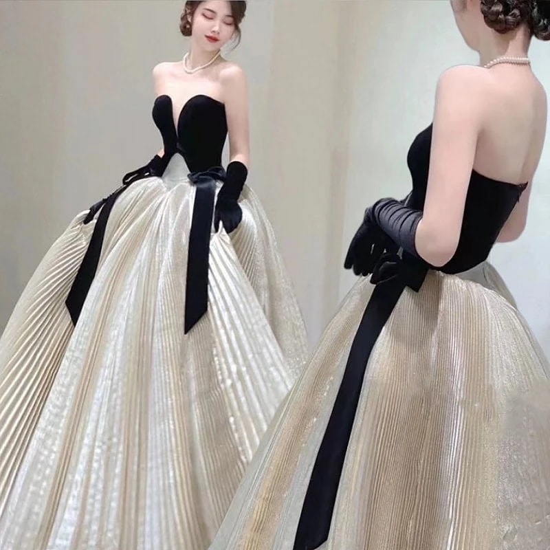 ウェディングドレス パーティードレス パフスリーブ 花嫁ロングドレス 簡約 結婚式 露背 二次会 レース お呼ばれ 挙式 姫系