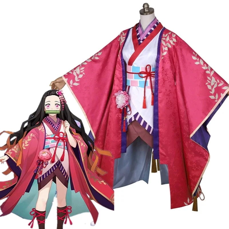 仮装期間限定30％ コスプレ衣装 変装 竈門禰豆子 コスチューム 花火の夜 着物パーティーイベント用品コスプレ変装仮装