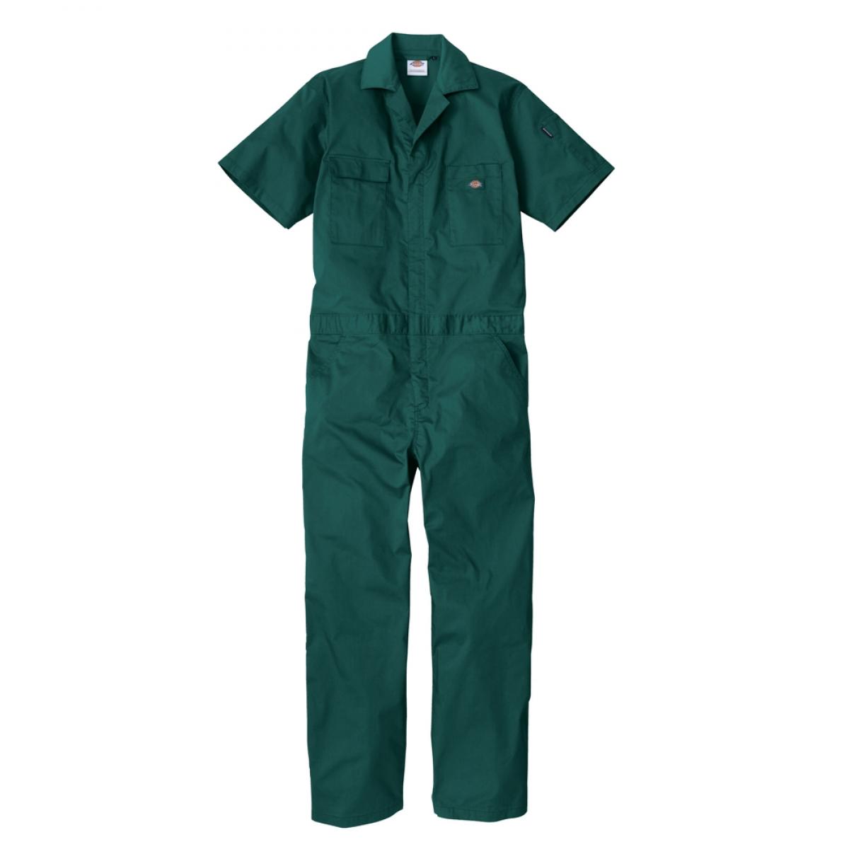 Dickies ディッキーズ ライトT/Cストレッチ 半袖ツナギ グリーン XL D-6702 つなぎ 接触冷感 夏 コーコス 作業着 作業服