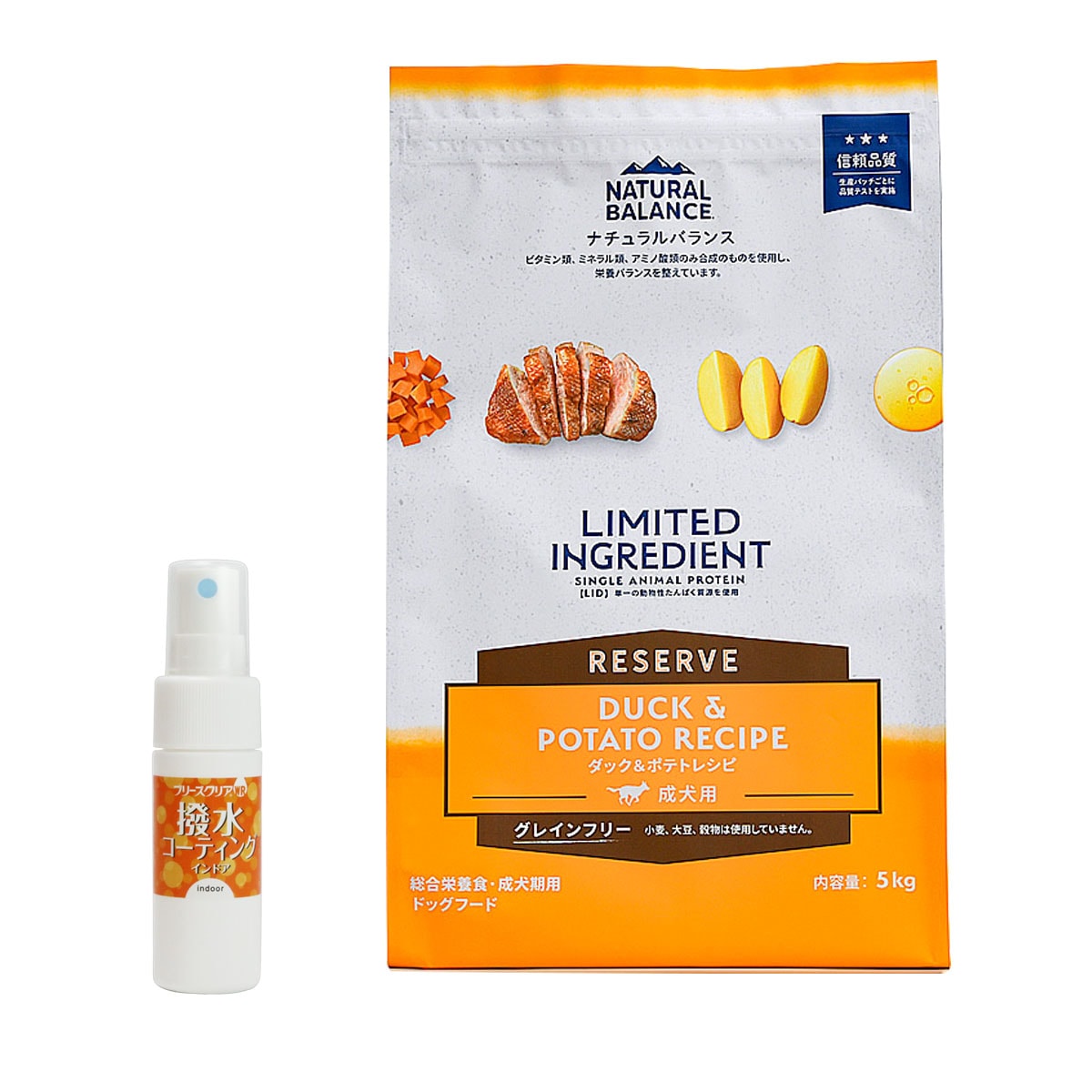 LIDグレインフリー 成犬用 ダック＆ポテト 5kg【撥水コーティングインドア(水回り用) 20ml付き】