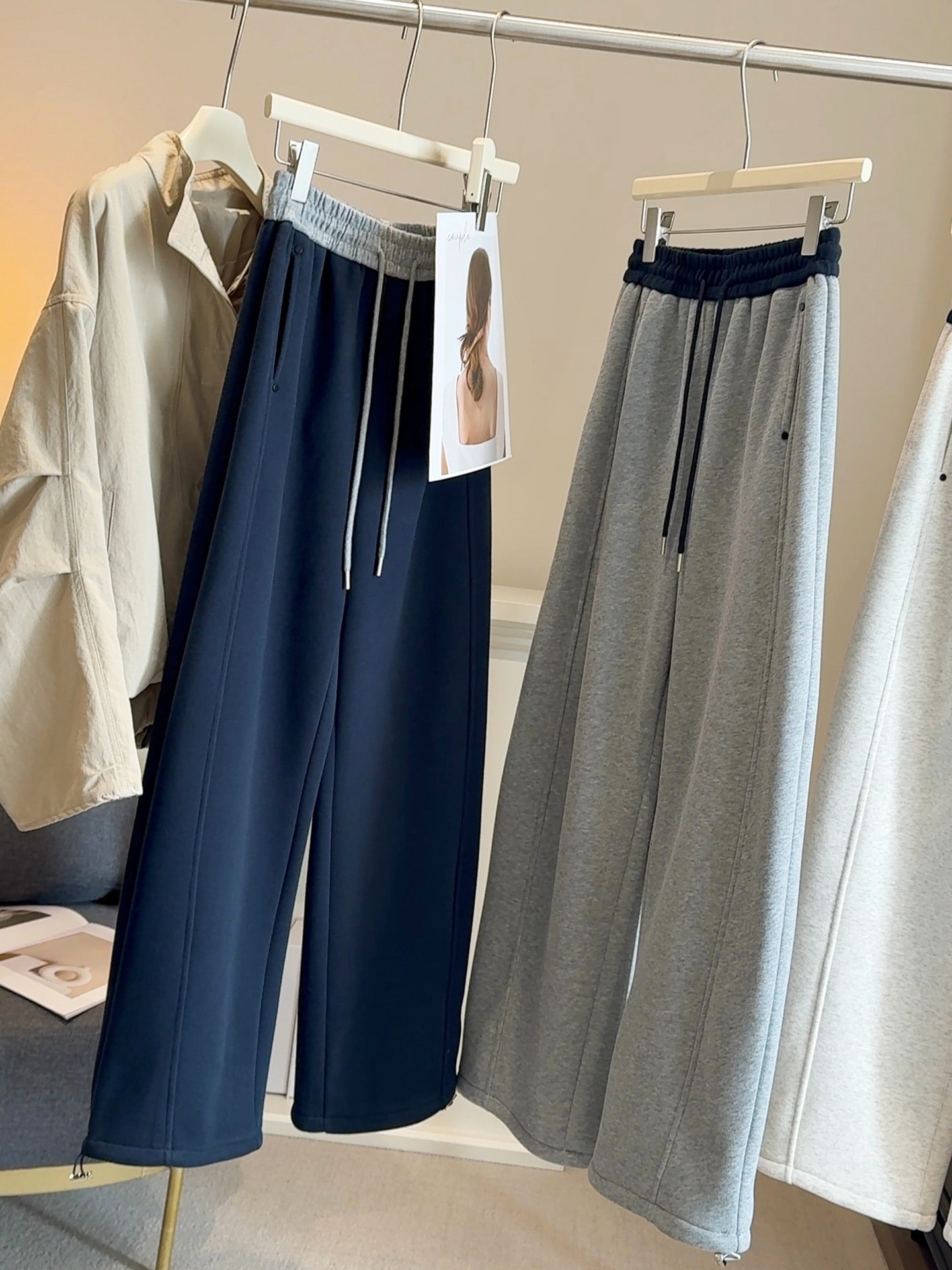 Fleece-Lined Thick High-Waisted Slimming Wide-Leg Scimitar Pants for Women, Winter Versatile Fashion