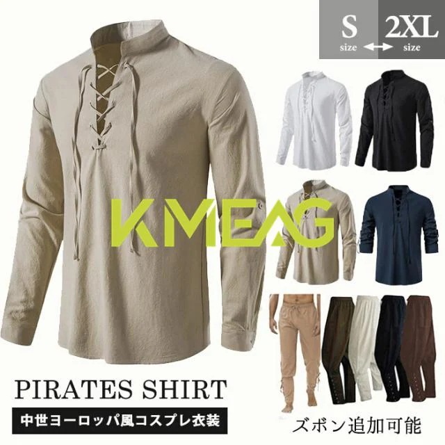 中世 メンズ 舞台ステージ衣装 ヨーロッパ風 公爵 宮廷服 男性用 上着 ルネッサンスシャツ シャツ 無地 皇室 王子 演劇 新劇 スチームパンク ゴシック風レトロバインダー コスプレ衣装 演出服 王