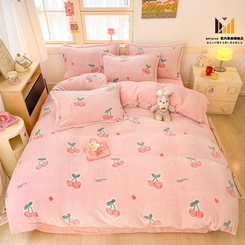 あったか 布団カバー 3点セット 寝具カバー シングル ダブル 4点セット 掛けふとんカバー セミダブル おしゃれ 北欧 フランネル 可愛い 桃心愛語 静電気防止 あったか おしゃれ フラットシーツ