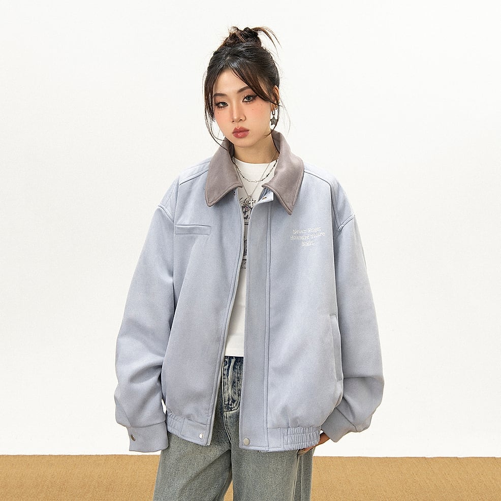 襟取り外しスエードスタジャン