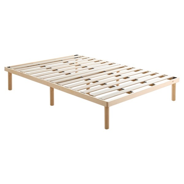 パイン材高さ2段階調整脚付きすのこベッド（ダブル） ナチュラル 組立品