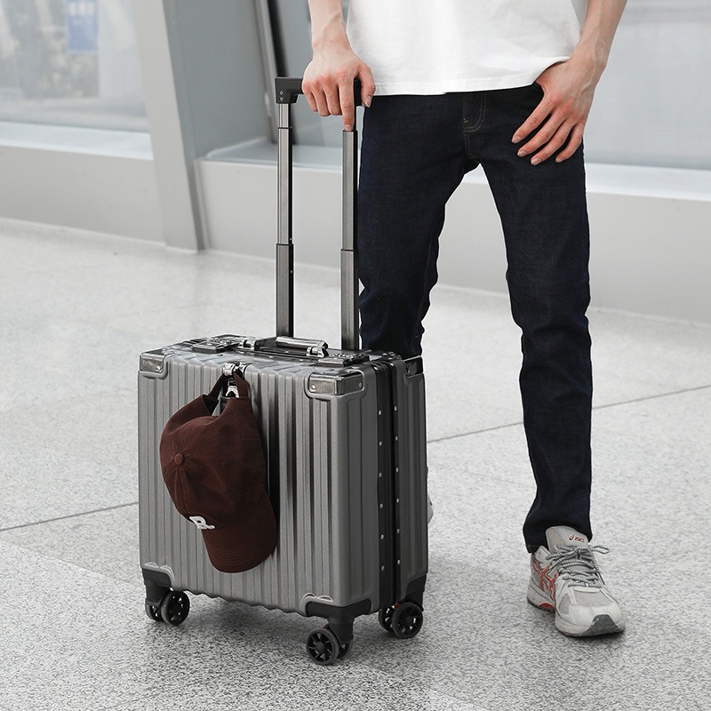 ユニバーサルホイール付き男性用18インチ小型スーツケース搭乗用軽量ミニサイズトロリー女性用16インチ旅行パスワードスーツケース
