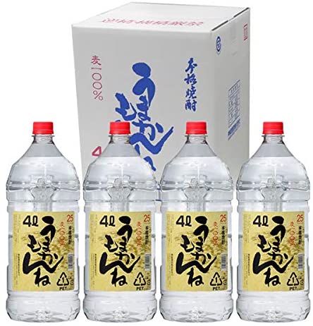 焼酎 麦焼酎 うまかもんね 25度 ペット 4L 4本 宮崎県 神楽酒造 送料無料