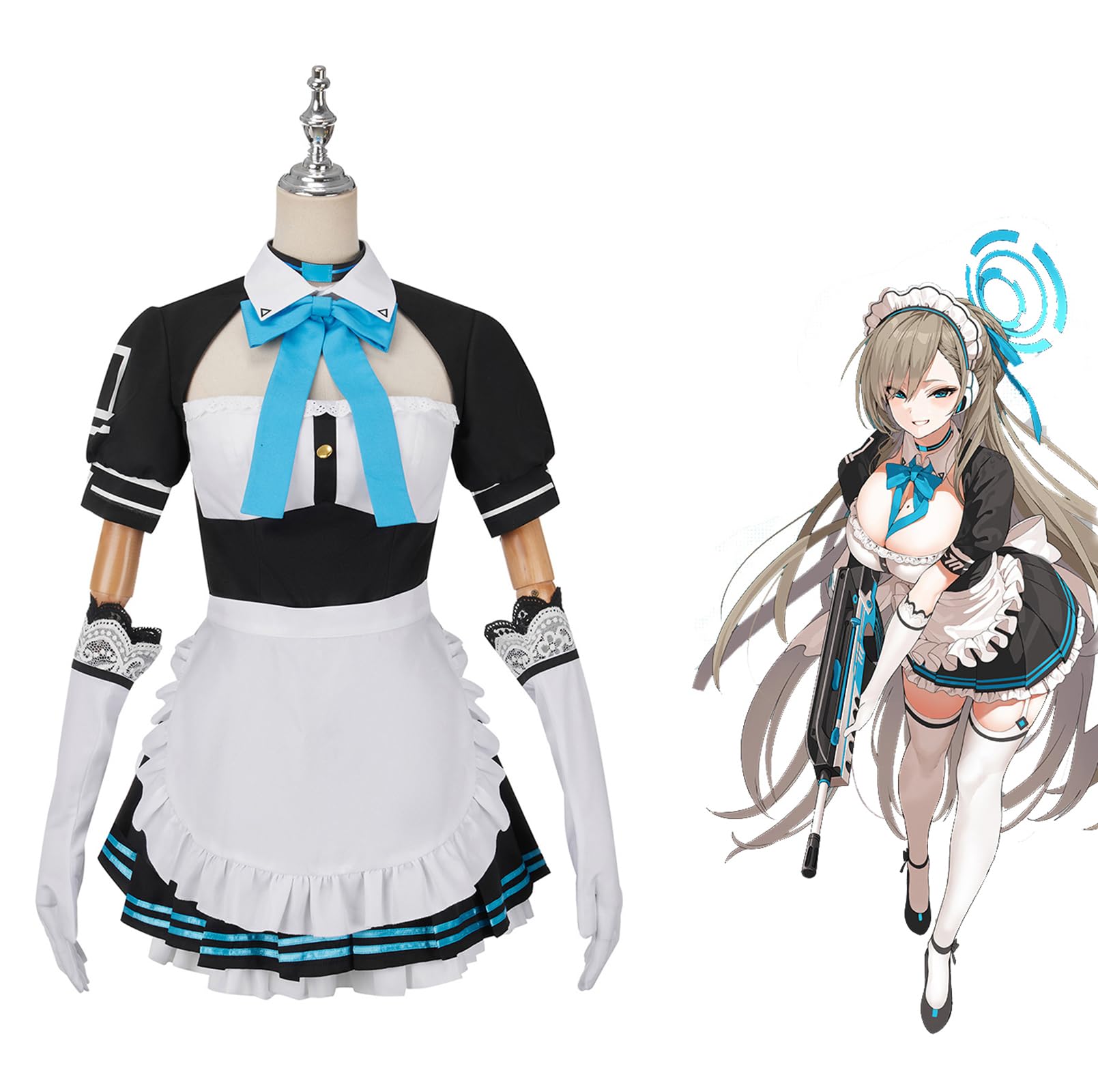 ブルアカ コスプレ 一之瀬アスナ メイド服 コスプレ エッチ 大きいサイズ 9点セット ブルアカ コスプレ 角楯花凛 ブルーアーカイブ カリン コスプレ衣装 制服コスプレ メイド服 16722