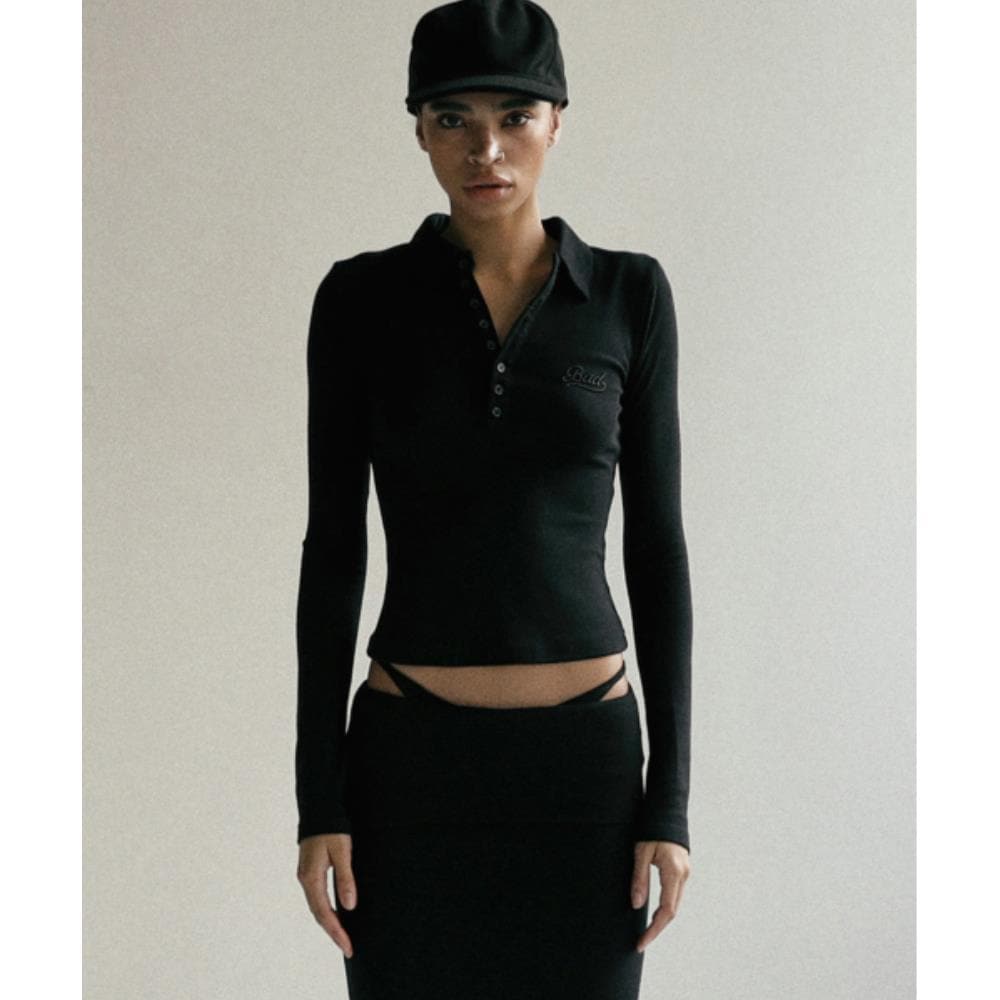 BADBLOOD Beyond Soft Polo Long Sleeve Black w-tee24-092