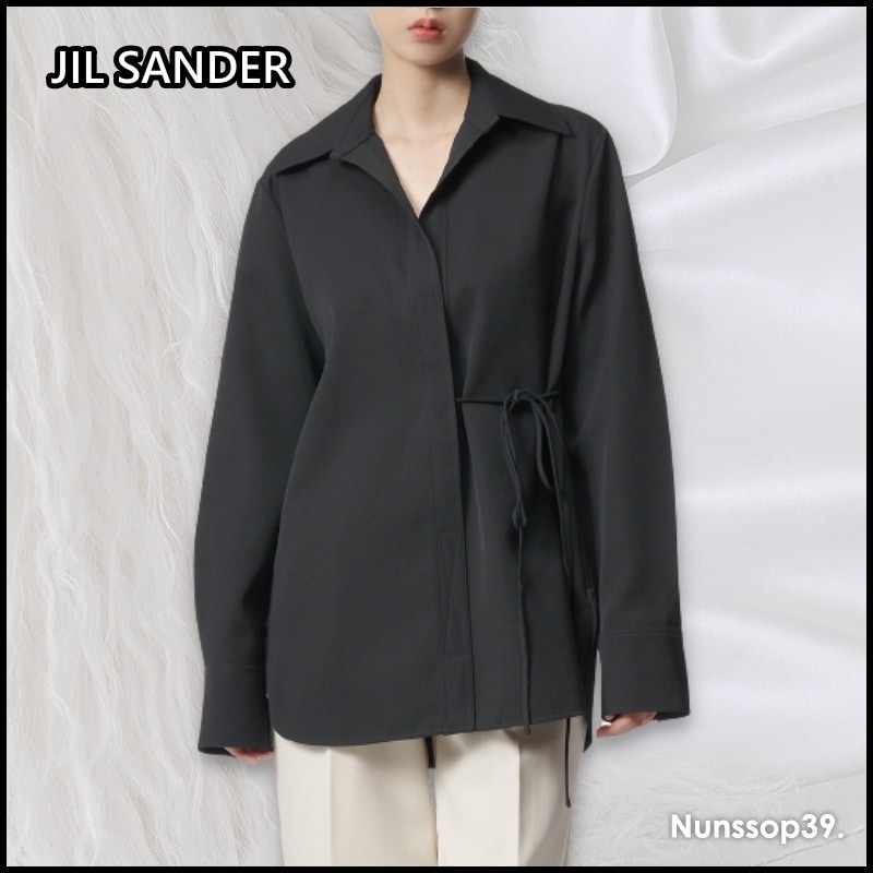 JIL SANDER J02DL0154 J40002 001 WAIST STRING WOOL SHIRT