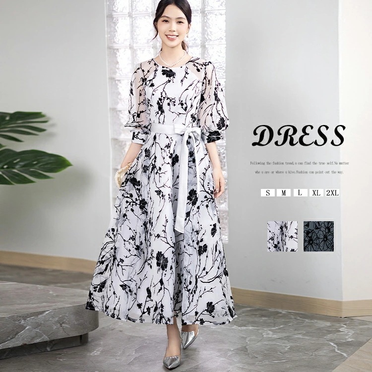 ドレス ワンピース 結婚式 フォーマル シアー ロングワンピース レディース きれいめ チュール aラインワンピース 体型カバー 着痩せ ロング丈 チュールワンピース 女の子 フェミニン 披露宴 二次