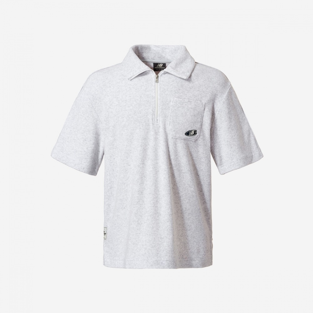 ニューバランスユニサマーテリージップアップカラー T シャツ NBNFEB1613-(16) ライトグレー