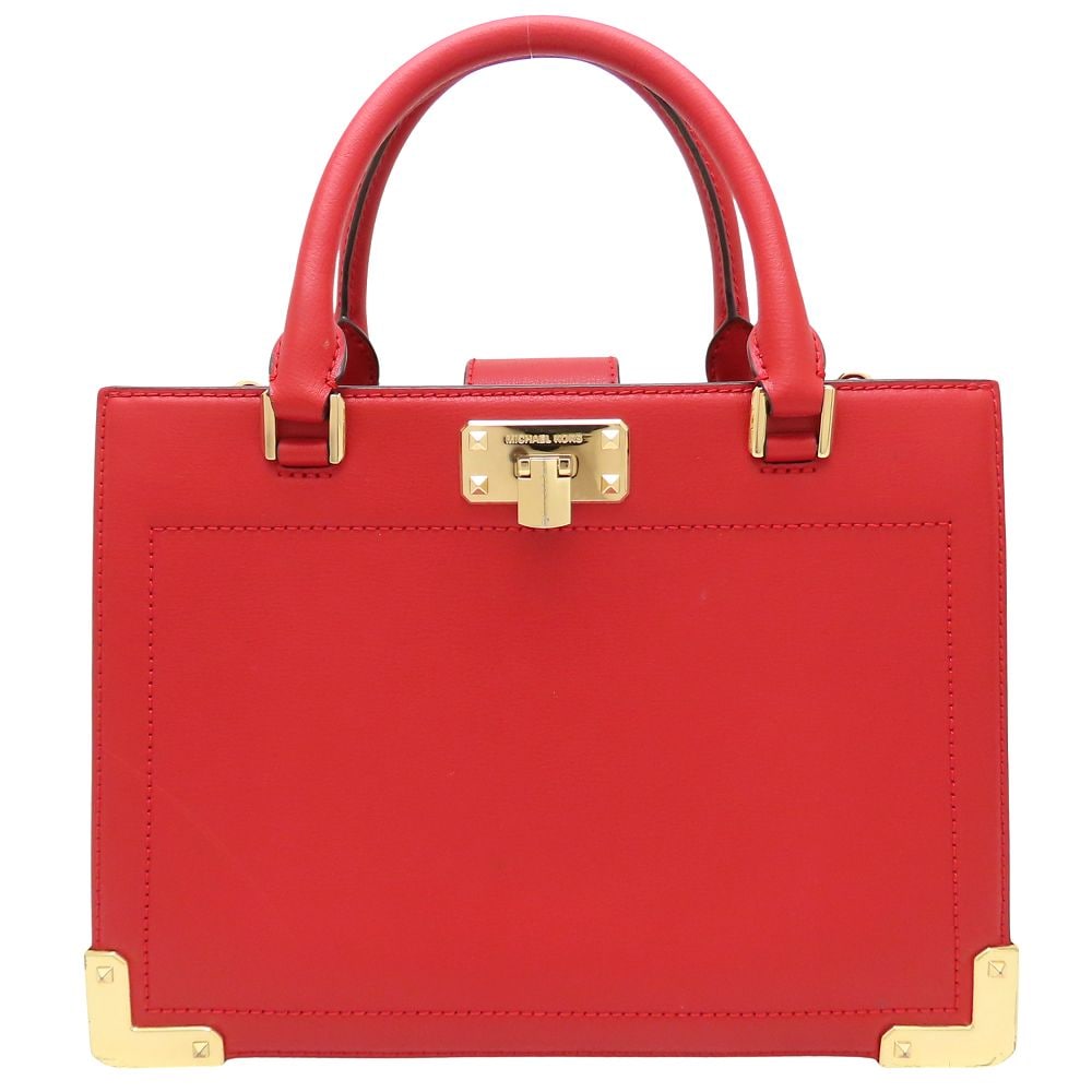 KINSLEY MD ACCORDION SATCHEL キンズリー アコーディオン サッチェル ハンドバッグ レザー レッド/352581【中古】