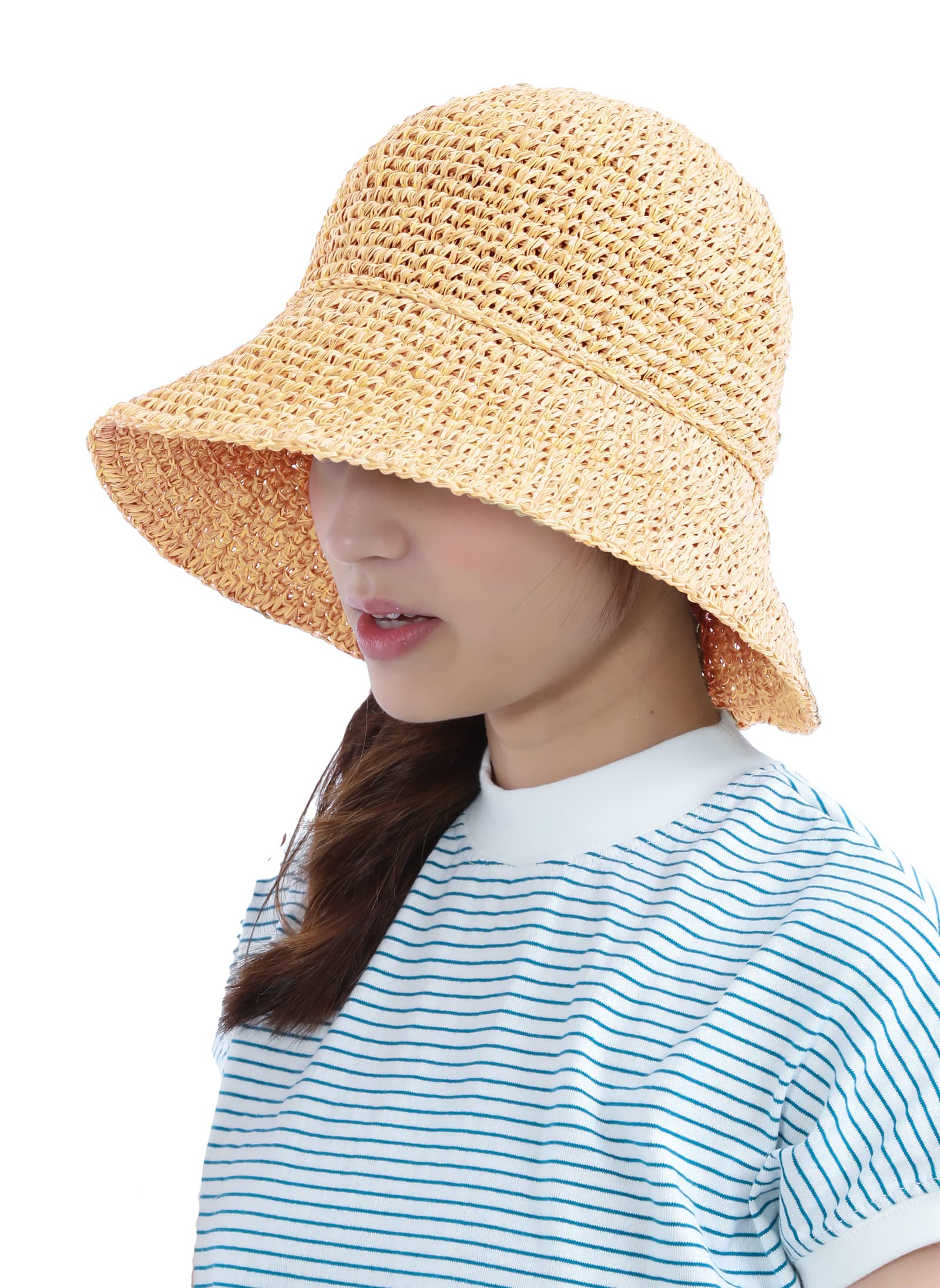 [TRAX SHOP] 麦わら帽子 帽子 レディース uv 折りたたみ ペーパー ハット ワイヤー 春 夏 春夏 日焼け防止 UVカット 日よけ 涼しい upf50 ストローハット TGM-0170