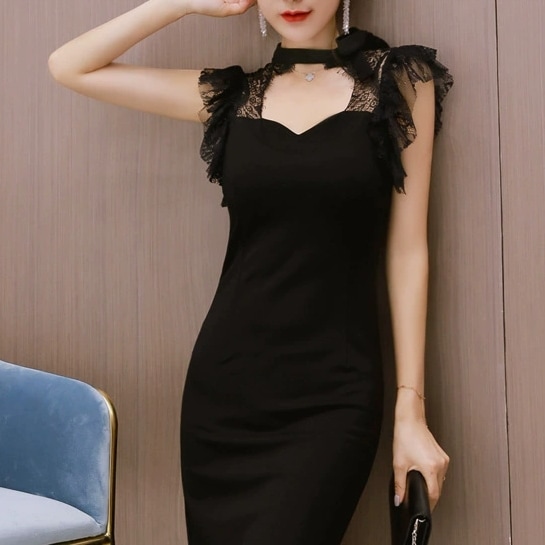 レディース ワンピース ミディアム丈ワンピース タイトワンピース ミディアム丈 半袖 シースルー レース 刺繡 胸元 肌見せ かわいい 大人可愛い きれいめ シンプル 上品 おしゃれ かっこいい