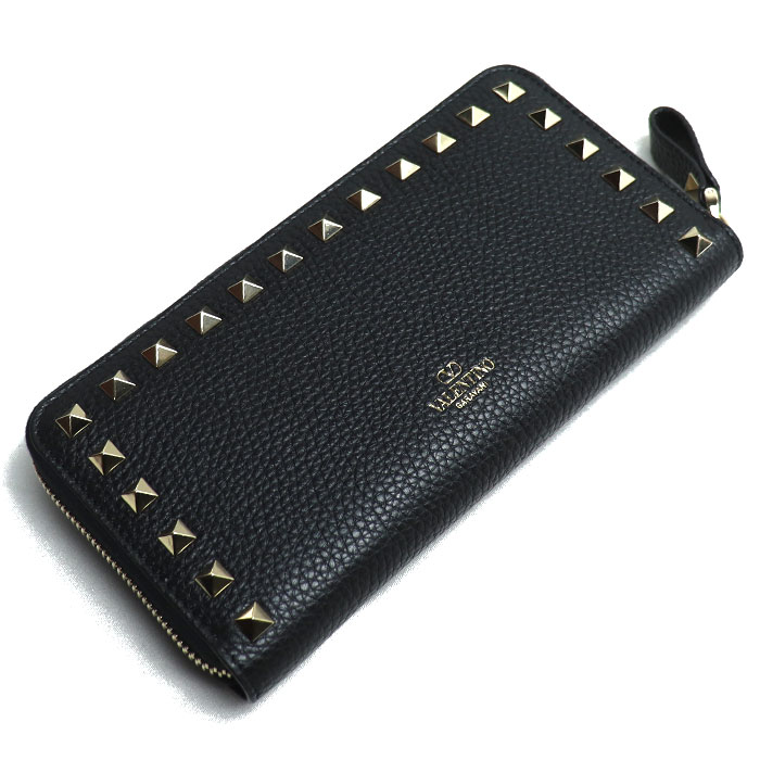 Valentino Garavani ヴァレンティノ・ガラヴァーニ ロックスタッズ ジップウォレット 長財布 ラウンドファスナー ブラック 3W2P0645VSH 0NO IC レディース 中古 美品