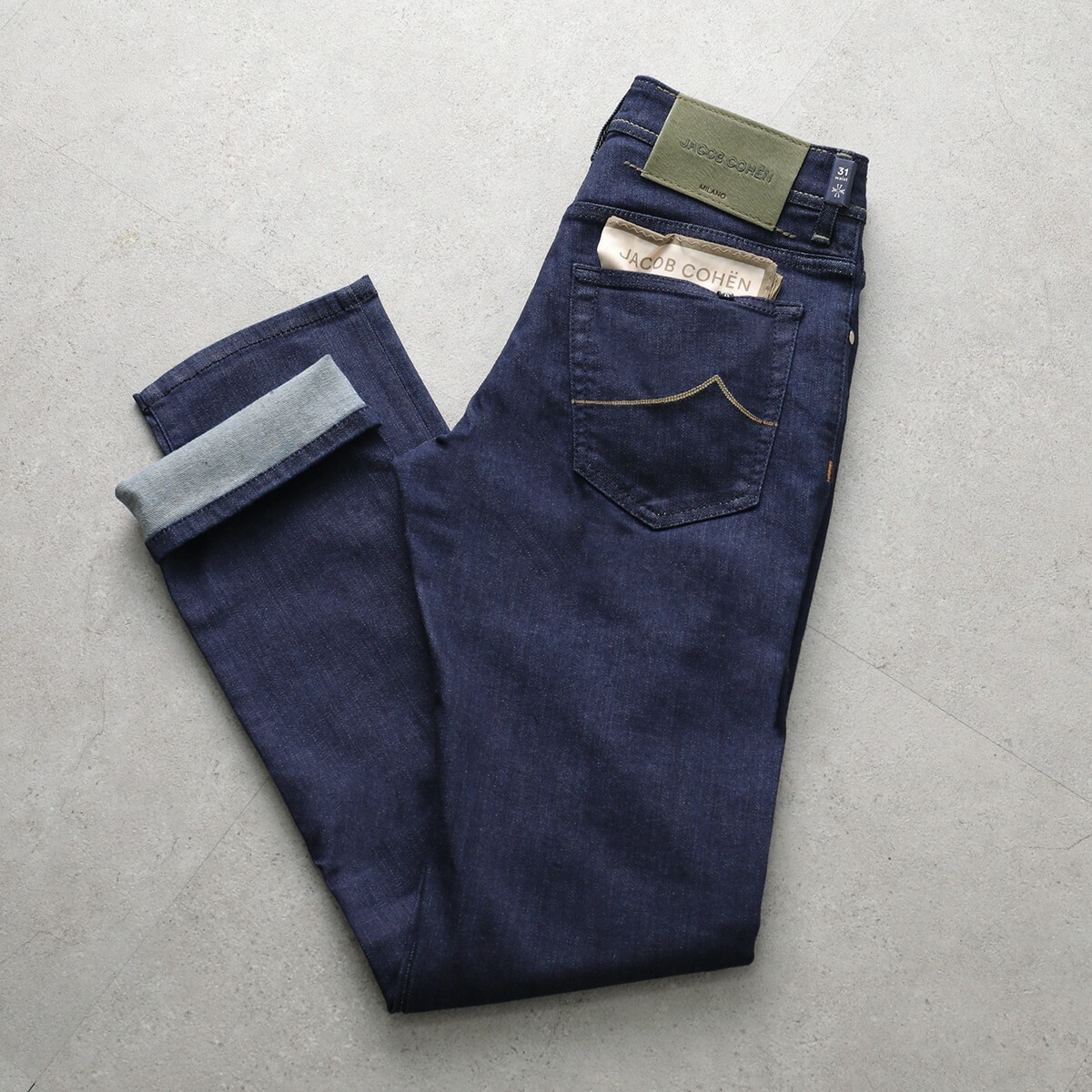 JACOB COHEN ヤコブ コーエン ジーンズ NICK ニック JUM_QE006 S3623 メンズ デニムパンツ スリムフィット ストレッチ スカーフ付 100D