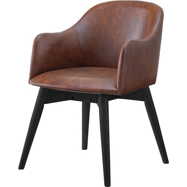 ダイニングチェア 約幅50cm ダークブラウン 天然木 アッシュ ソフトレザー リビング インテリア家具 完成品 15,296円