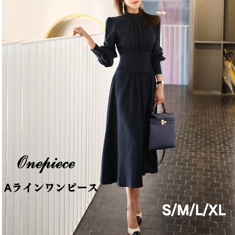 秋 きれいめ THOM 着痩せ Aライン 二次会 長袖 OL WILLS 冬 フォーマルワンピース 春 レディース 40代 ワンピース ホワイトデー ミディアム丈ワンピース 通勤 ハイウエスト 卒業式