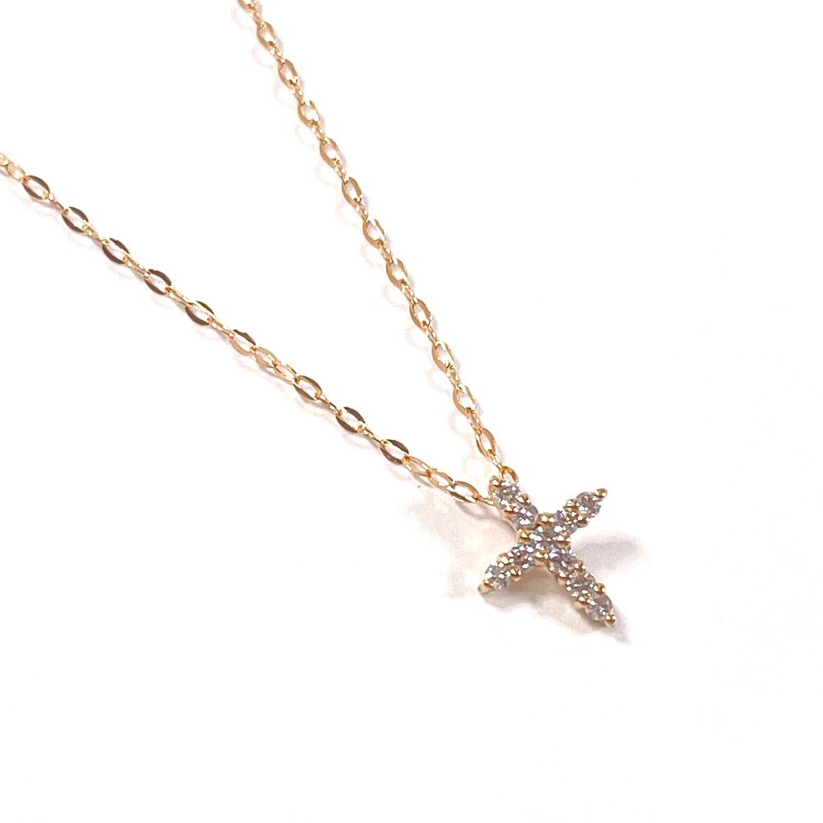 クロスモチーフ ネックレス ピンクゴールド K18ピンクゴールド レディース 26,250円