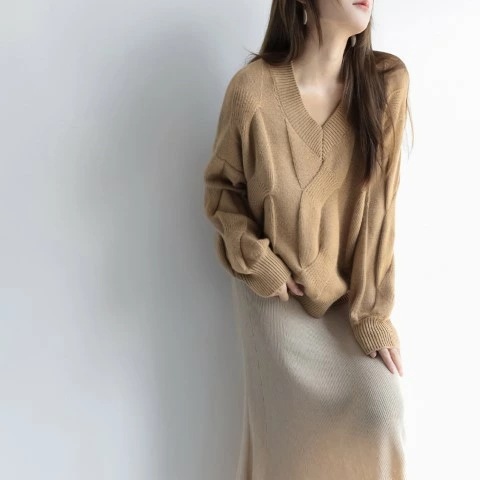 トップス 長袖 Vネック ニット シンプル カジュアル お出かけ かわいい レディース大きいサイズ レディース きれいめ 半袖 七分袖 五分袖 無地 冬春 cut and sewn 5,194円