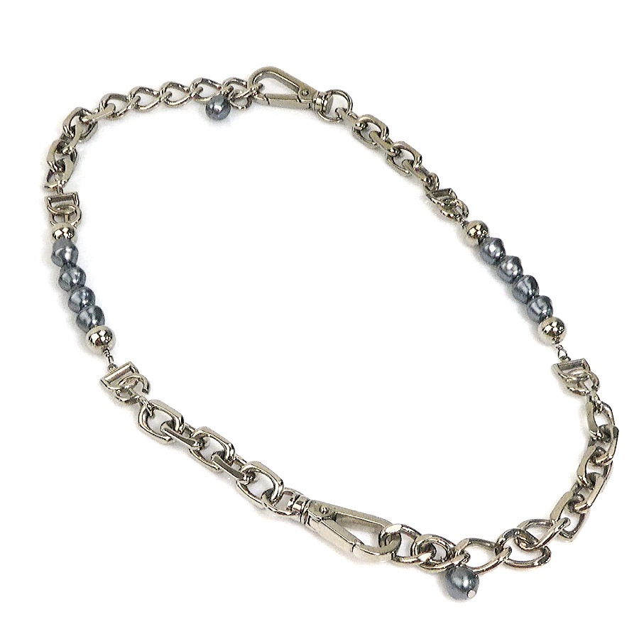 ドルチェアンドガッバーナ DOLCE&GABBANA ネックレス メタル シルバー×ネイビー レディース 56319a