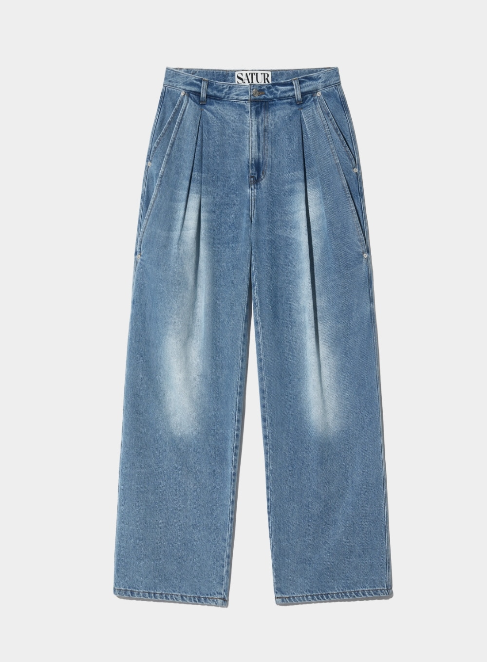 【SATUR】 VINALES RETRO 2-TUCK DENIM PANTS : LIGHT BLUE
