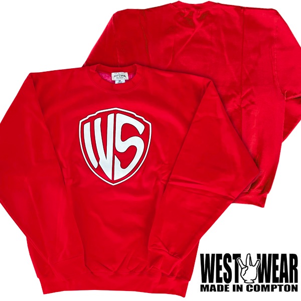 再入荷なし レアアイテム WEST WEAR メンズ スエット WS エンブレム ロゴ レッド ウエストウェアー Compton コンプトン クラシック 当時物 新品 ストリート スタイル