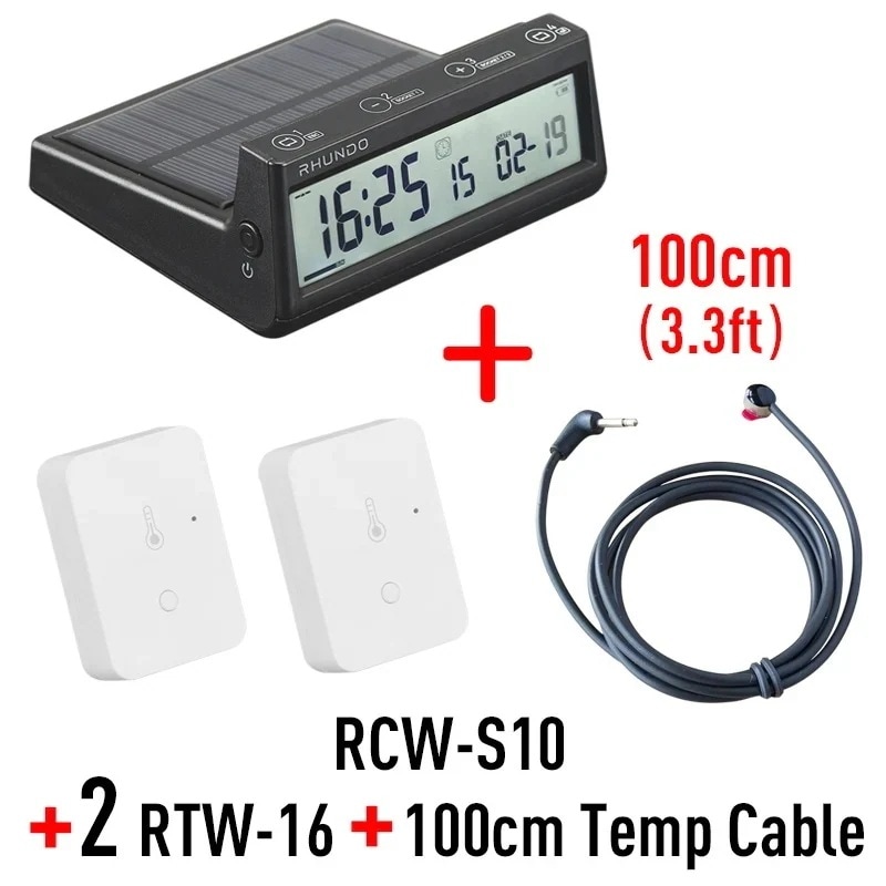 ハントハウス-液晶画面 ワイヤレス温度 ダッシュボード 屋内と屋外の車の時計 温度表示 RCW-S10 2 RTW16 100cm cable