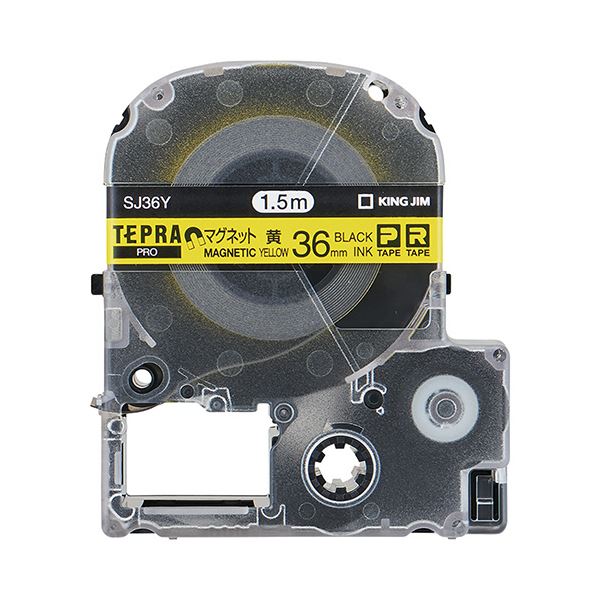 (まとめ) キングジム テプラ PROテープカートリッジ マグネットテープ 36mm 黄/黒文字 SJ36Y 1個 (×10セット)