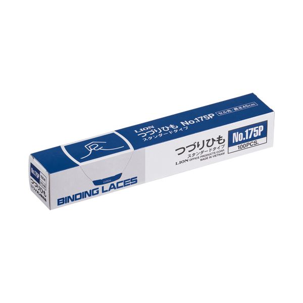 (まとめ) ライオン事務器 つづりひも 450mm セル先 スフ糸16本織 No.175P 1パック(100本) (×30セット)