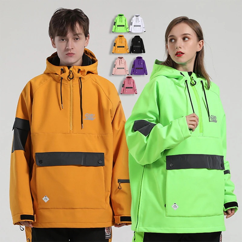 スノーボードウェア プルオーバー ジャケット 単品 光反射 レディース メンズ スノーウェア スキーウェア スノボ スキー 防風防水防雪防寒保温通気 耐摩擦 韓国 Snowboardwear2024