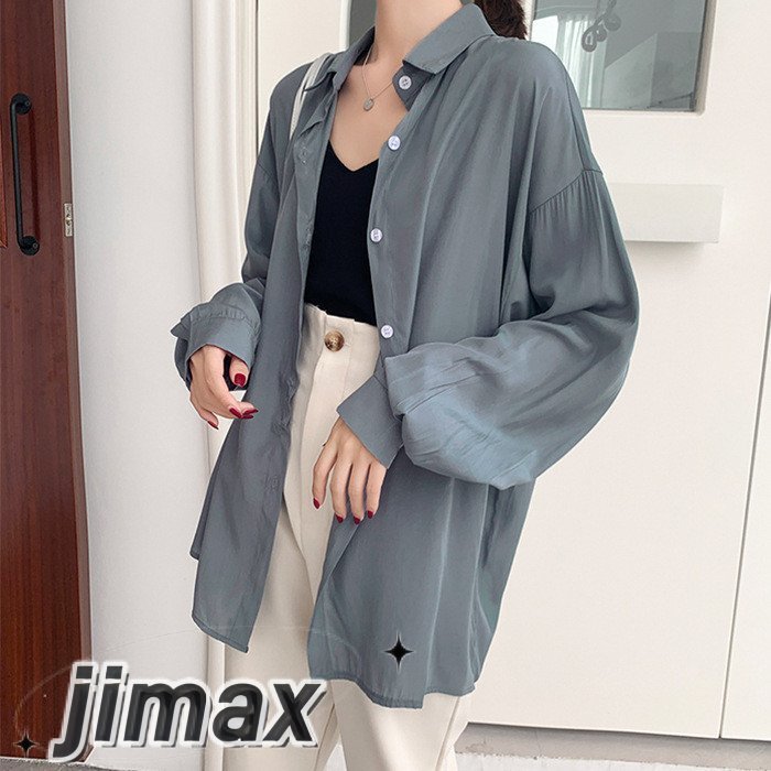 シャツ レディース 長袖 長袖シャツ ブラウス フォーマル トップス 着痩せ グレー チュニック 体型カバー 春夏 多きサイズ ホワイトデー プレゼント 母の日