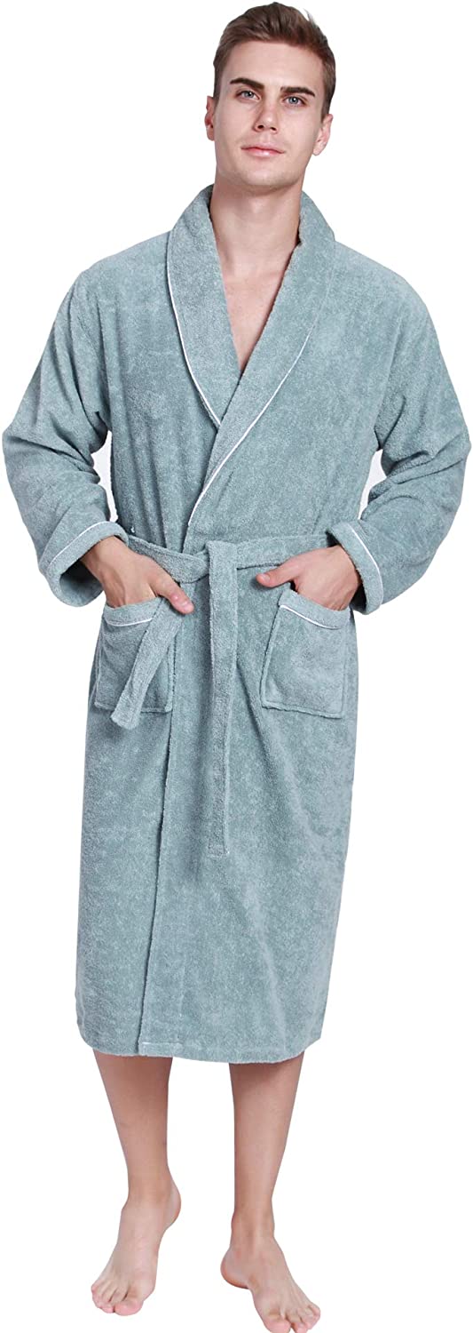 バスローブ 綿100% 高級タオル生地 コーマ綿 厚手 メンズ レディース - オーガニックコットン 部屋着 ルームウェア 優しい肌触り 男女兼用 吸水 通気 速乾