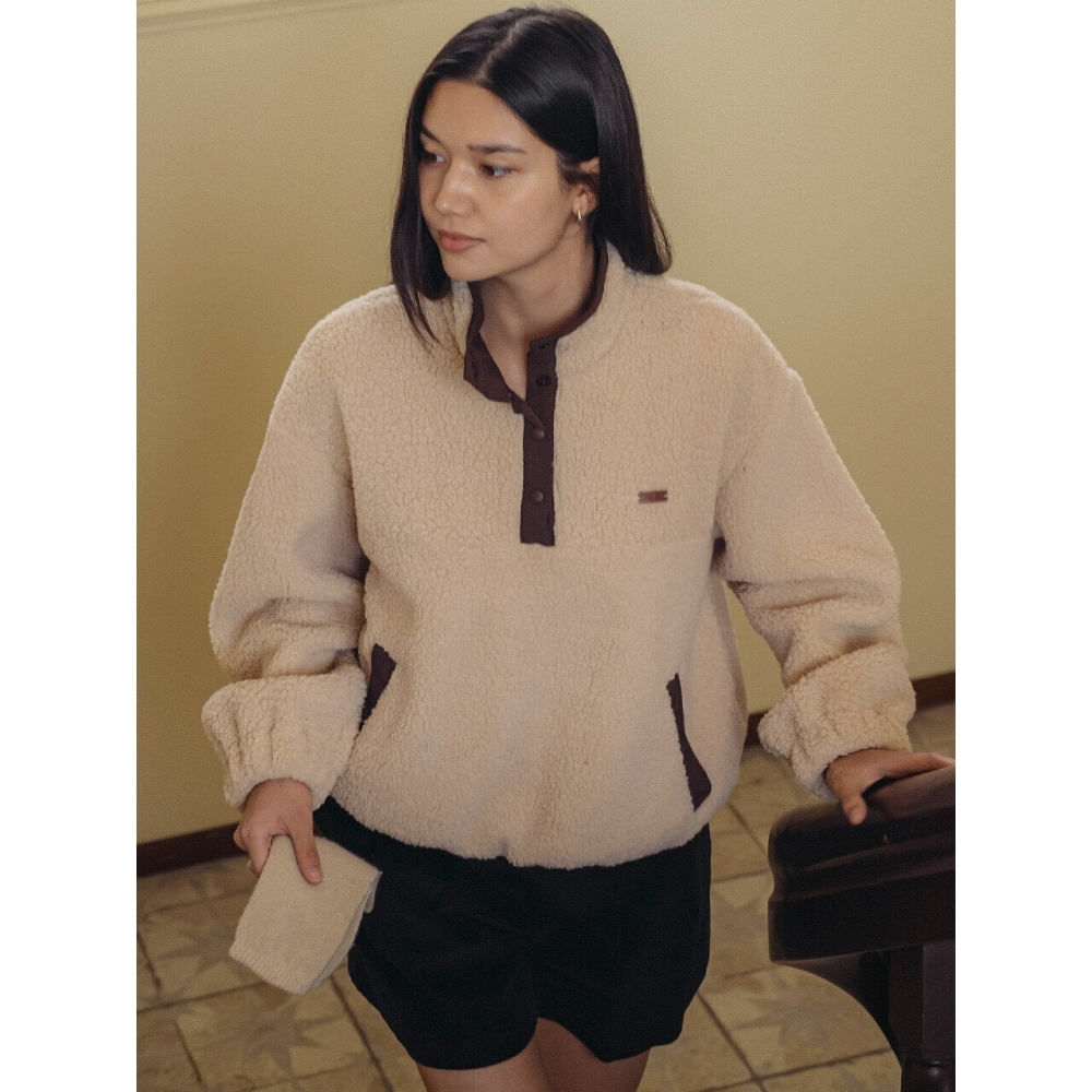 TILLIDIE セミジップアップフリースアノラックジャンパーベージュ