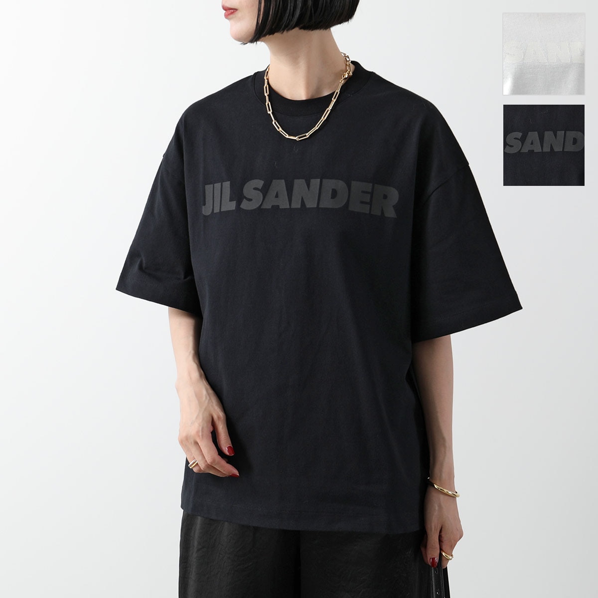 JIL SANDER ジルサンダー Tシャツ J03GC0137 J20243 レディース 半袖 カットソー クルーネック ロゴT コットン オーバーサイズ カラー2色