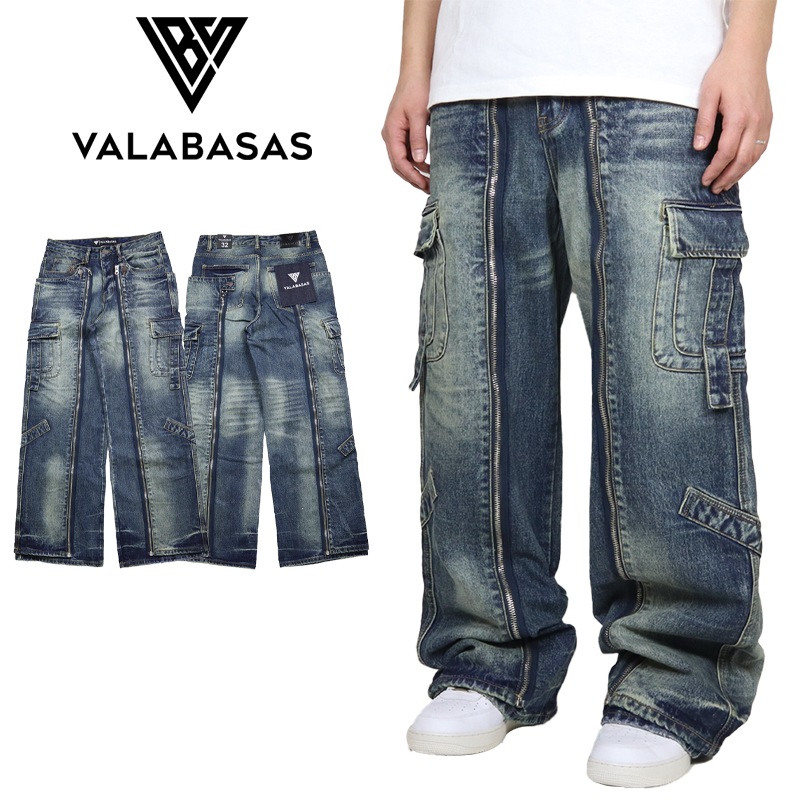 バラバサス デニムパンツ VALABASAS バギー 太め カーゴ ジーンズ Gパン メンズ ブランド 大きいサイズ 21,450円