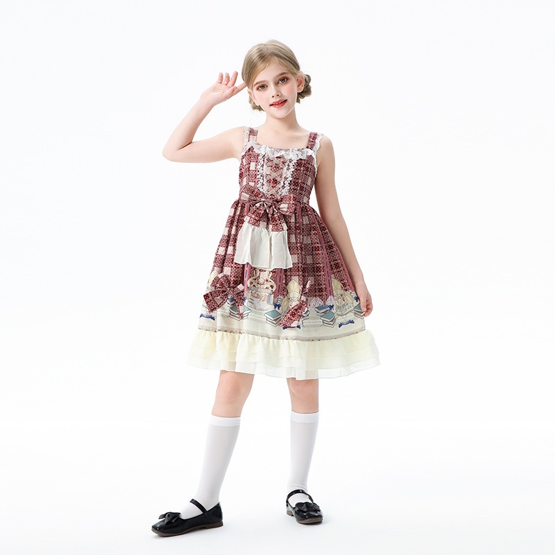 2025年 田園風 ファーム 子供用 サスペンダースカート ロリータ プリンセススカート ハワイアン ホリデー 子供服 女の子 ドレス