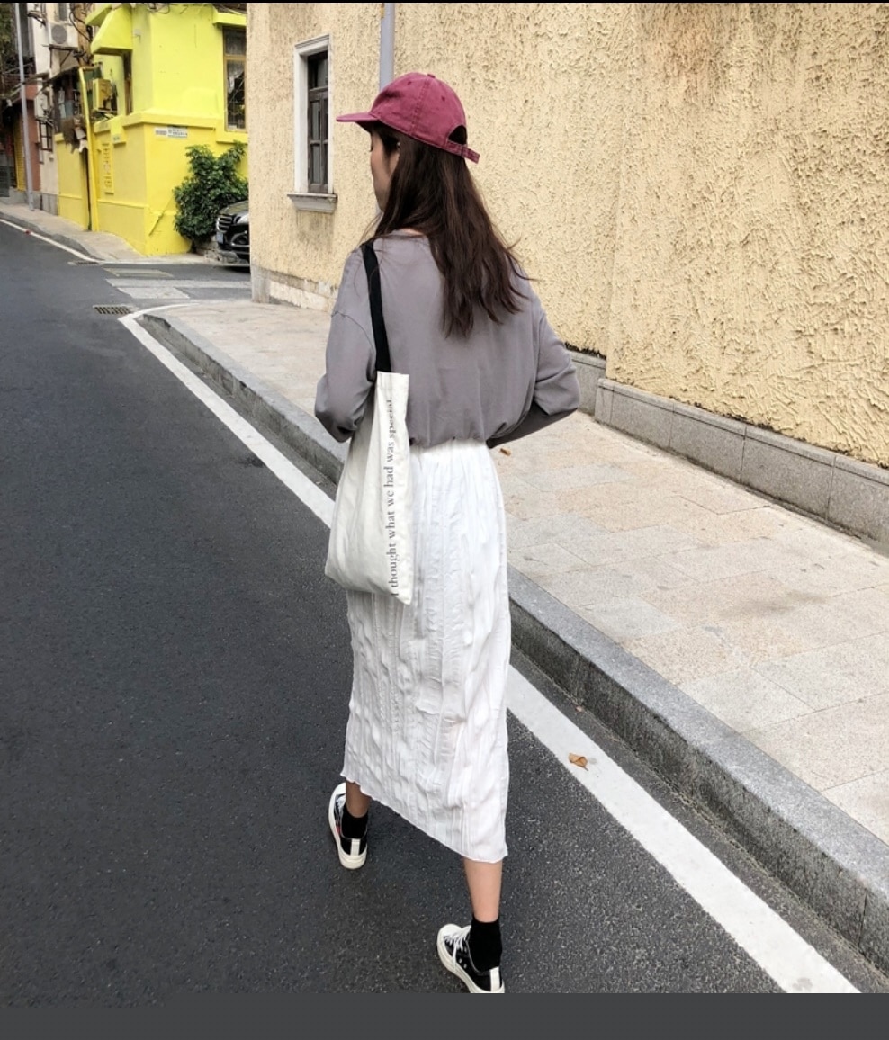 シワ加工プリーツスカート ロング丈 カジュアル 着回し お出かけ 0482t 4,850円