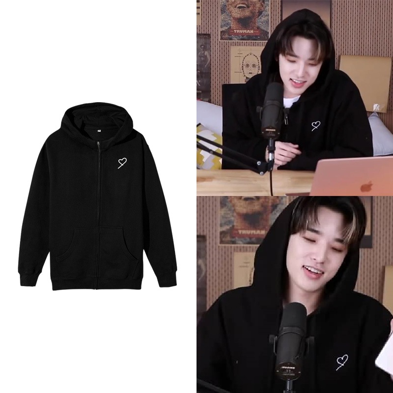 Day6 Park Zaixing 服 セーター 薄いベルベットの男性と女性のジッパー ピュア コットン プリント秋冬パーカー