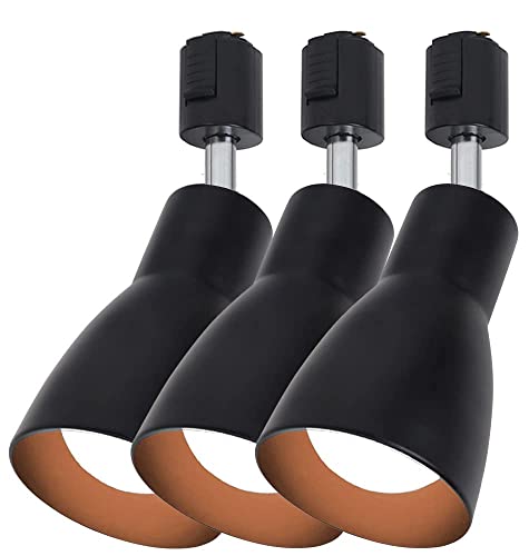 Selou ダクトレール用 スポットライト E26口金 ダクトレール ライト 照明器具 リビング 廊下 寝室 レール ライティン グレール 食卓用 インテリア（黒 電球色：3個セッ）