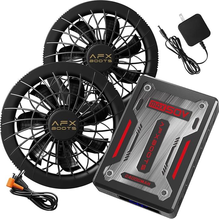 超高出力50Vファンバッテリーセット 6段階風量調節 24000mAh クリップ