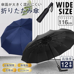【強化版12本骨】折りたたみ傘 メンズ レディース 大きい 自動開閉 軽量 大きい 折り畳み傘 おしゃれ 台風 強風 丈夫 頑丈 日傘 晴雨兼用 強風に強い