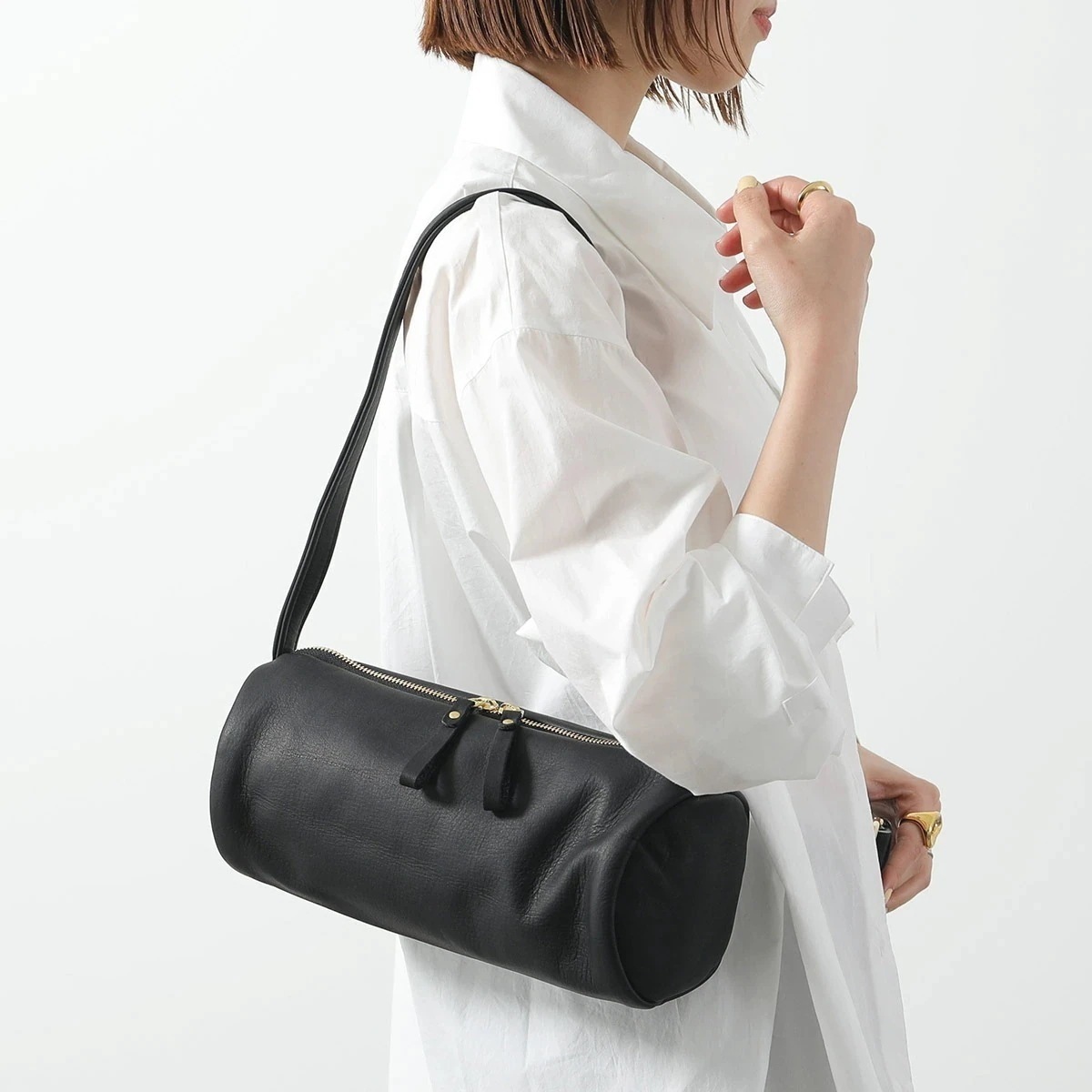 Ampersand アンパサンド ホーボーバッグ AP25 M01 レディース レザー ラウンドバッグ ハンドバッグ ショルダー 鞄 black 【mega】