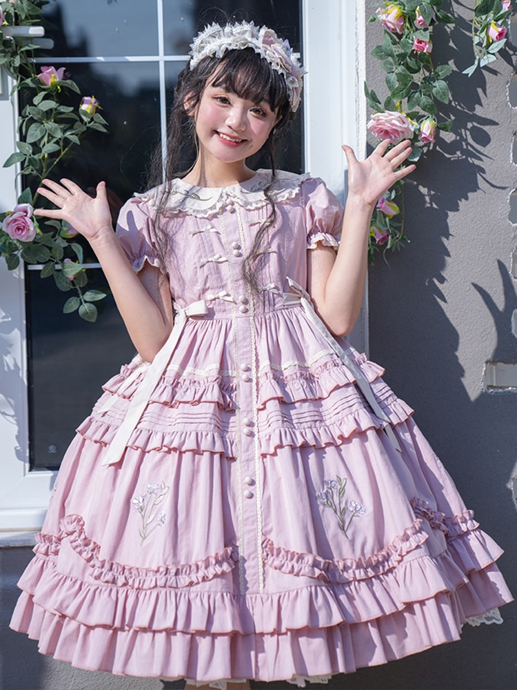 ロリータ 女性用ロリータ ドレス プリンセス スイート ガール 年齢軽減 牧歌風 op 半袖 ワンピース 夏