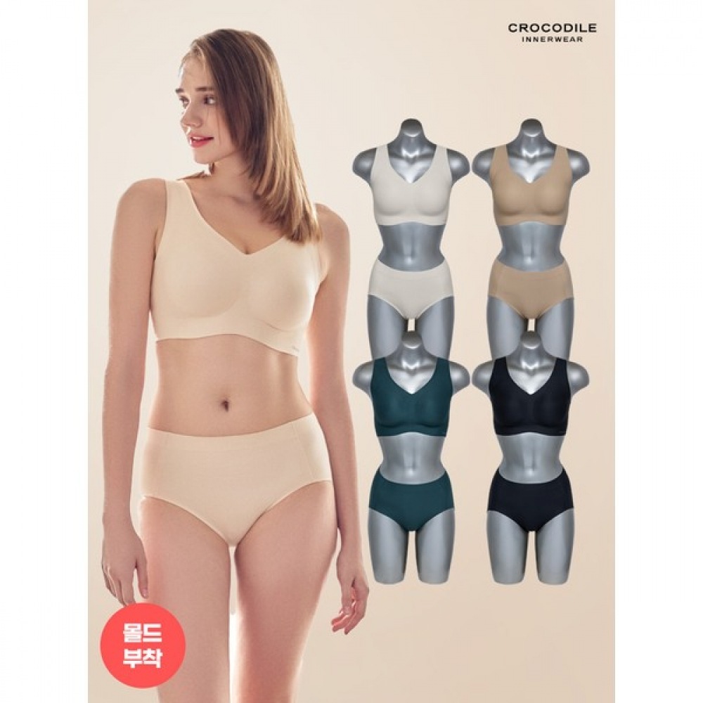 (クロコダイルインナー) (4枚セット) 印象的なソフト姿勢矯正ブラ+ショーツ8枚