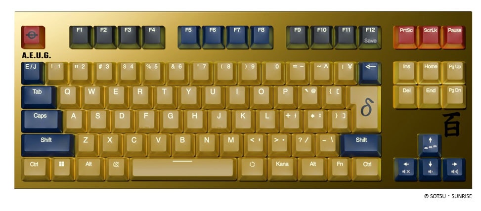 東プレ キーボード REALFORCE GX1 Plus Keyboard 『機動戦士ガンダム Zガンダム』 百式 モデル 日本語配列（百式イメージゴールド） X1PCH1