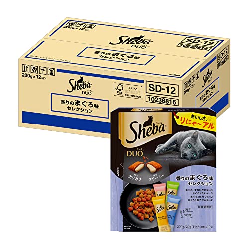 シーバ デュオ キャットフード 香りのまぐろ味セレクション 成猫用 200g12個(ケース買い)