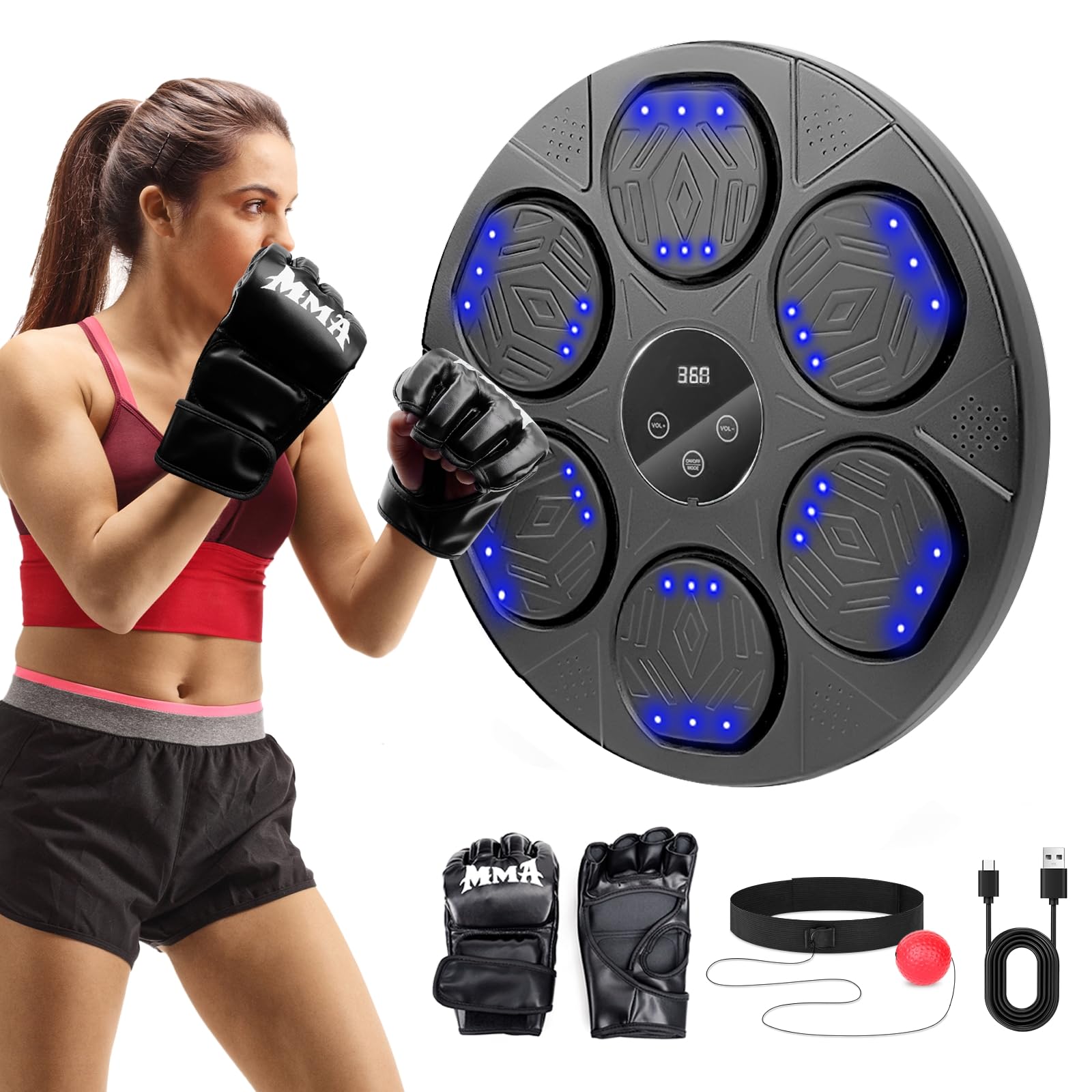 音楽ボクシングマシン ミュージックボクシングマシン スマートリズムボクシングマシーン 壁パンチングバッグ 壁掛けスマートボクシングトレーニング機器 Bluetooth スマホ接続 音楽再生 トレーニン 4,543円