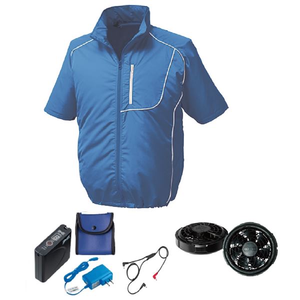 KU91720 空調服 ポリ製 半袖 FAN2300B/LISUPER1 ブルーxホワイト 4L